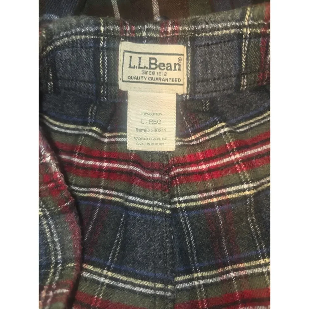 Lot of 2 VTG LL Bean Sleepwear Flannel Boxers Shorts Mens Large Plaid PJ bottom